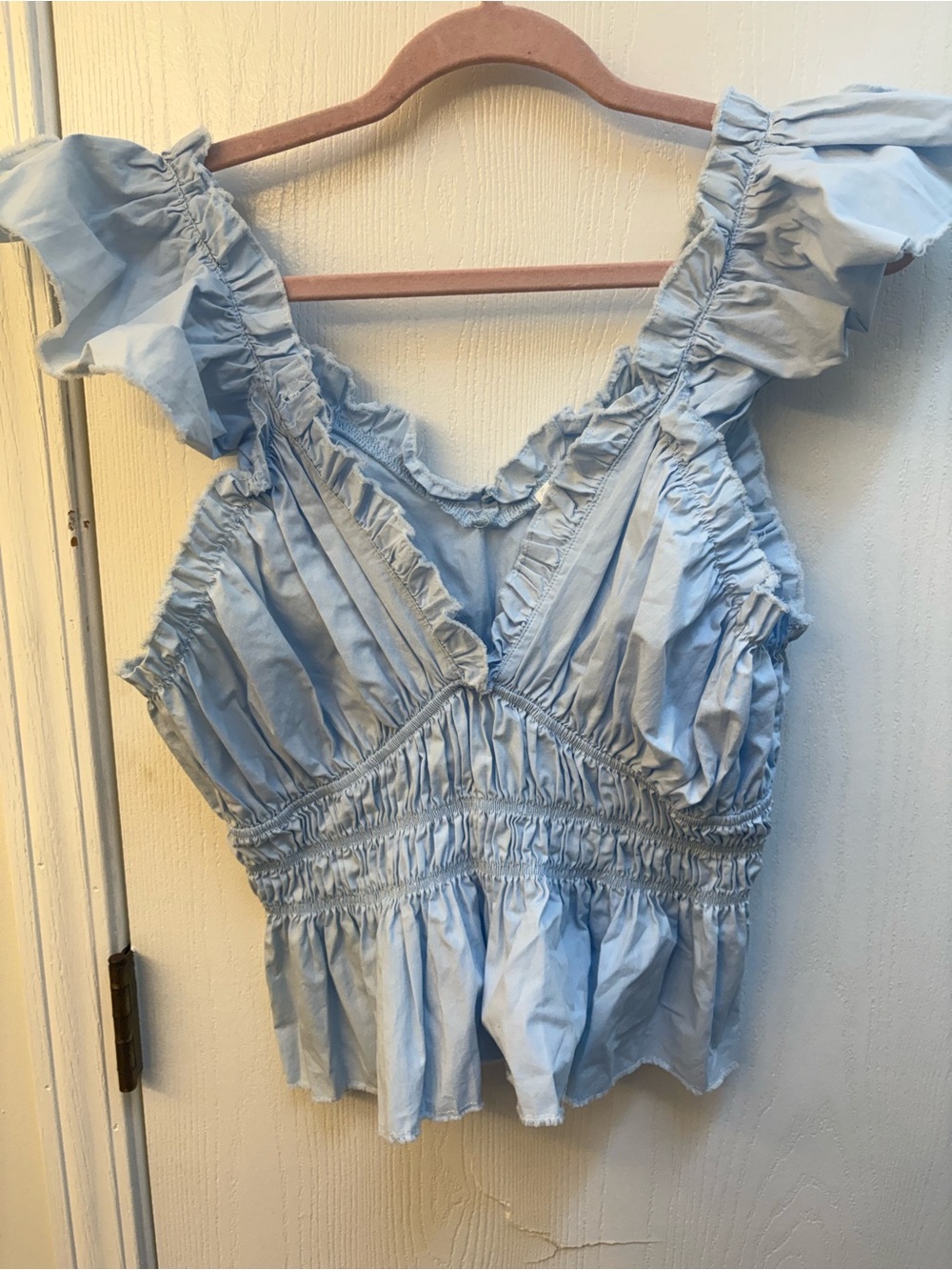 🛑  2/$15 Light Blue Ruffle Smocked V-Neck Camisole